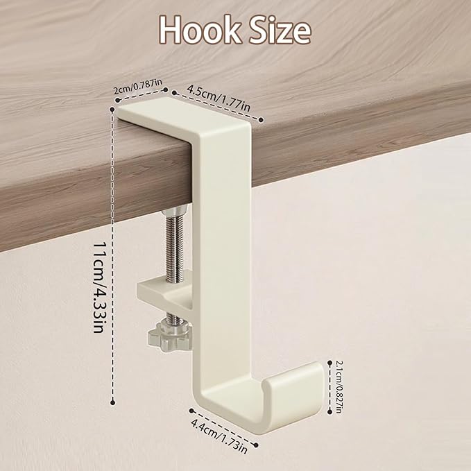 INEDRIMS 2-Pack Headphone Stand & Hook – Under Desk Headset Holder Clamp Mount for Gaming Headphones, Backpacks, Purses, Coats – Space-Saving Desk Accessories (White Single Hook)