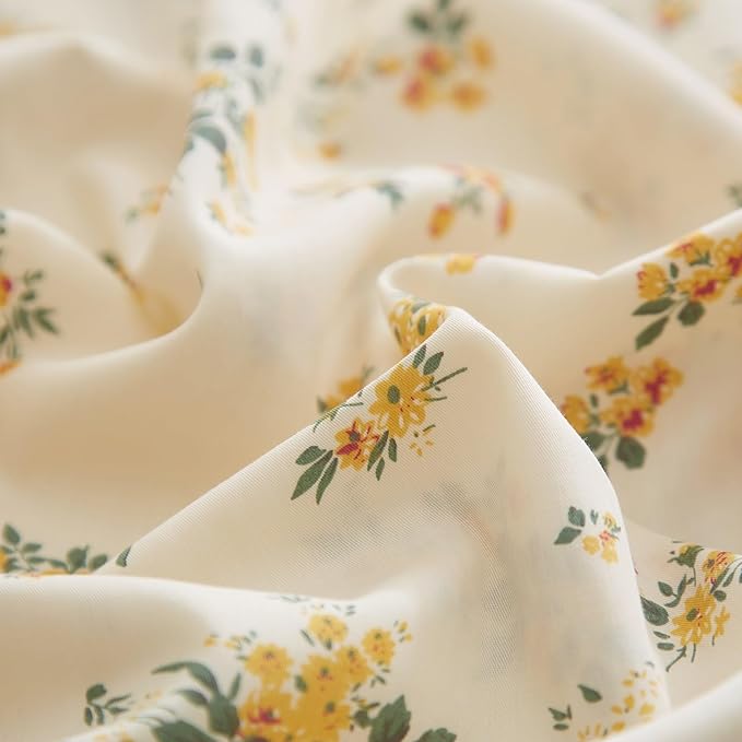 Vintage Yellow Floral Comforter Set King Garden Style Aesthetic Flower Comforter for King Bed Fluffy Lightweight Chic Botanical Floral Bedding Cottagecore Comforter Farmhouse Boho Comforter Set