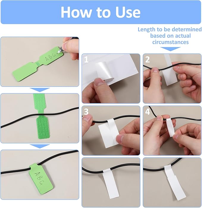 50 Pcs Cord Labels for Electronics 20 Reusable Large Wire Tag 30 Write On White Cords Label Multicolor Cord Labels for Electronics for Identifying Electrical Charging Cords Management (5 Colors)