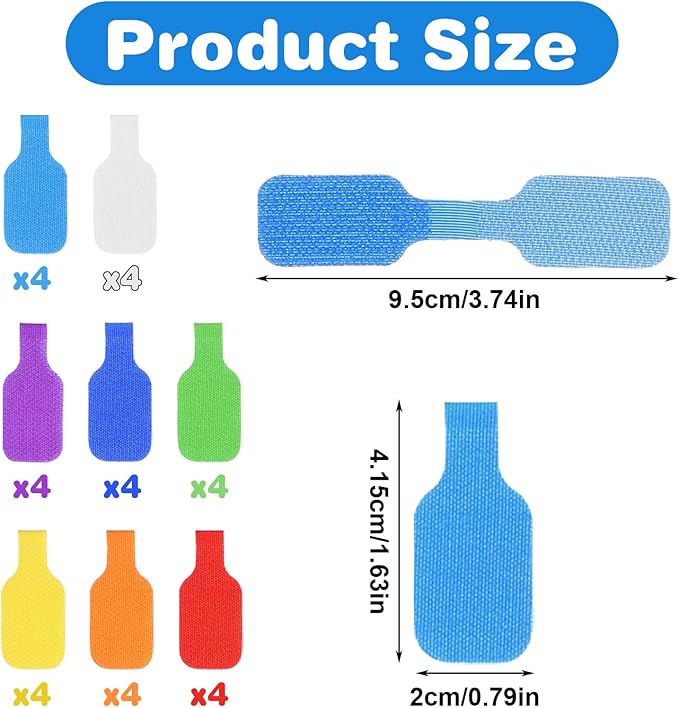 32PCS Cable Labels - Reusable Cord Labels for Electronics, Colorful Cable Tags for Organizing Wires and Identification, Wire Markers for Cord Management, Key Circuit Breaker Moving Label