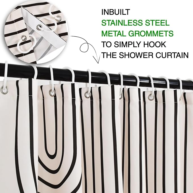 Boho Mid Century Shower Curtain, Minimalist Abstract Arch Simple Sun Modern Machine Washable Waterproof for Bathroom Decor Bathtub with 12 Hooks 72x72
