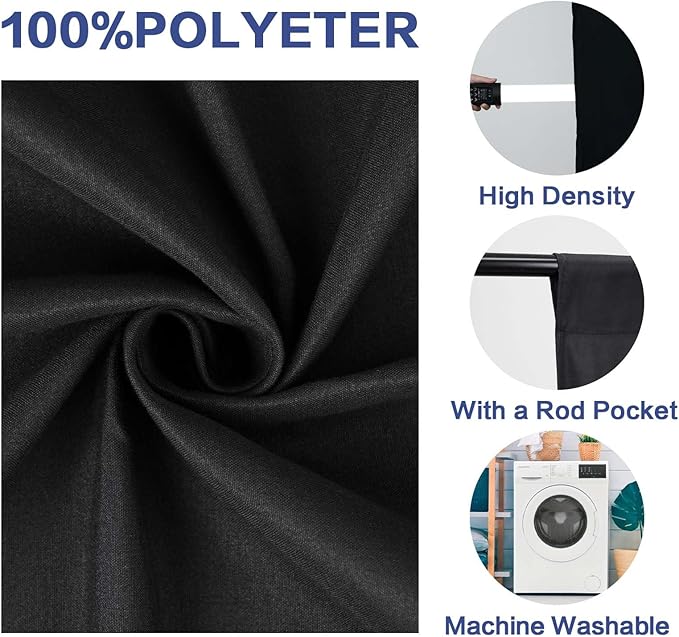 GFCC 10x12FT Black Backdrop Background - for Photography Photo Booth Backdrop for Photoshoot Background Screen Video Recording Parties Curtain