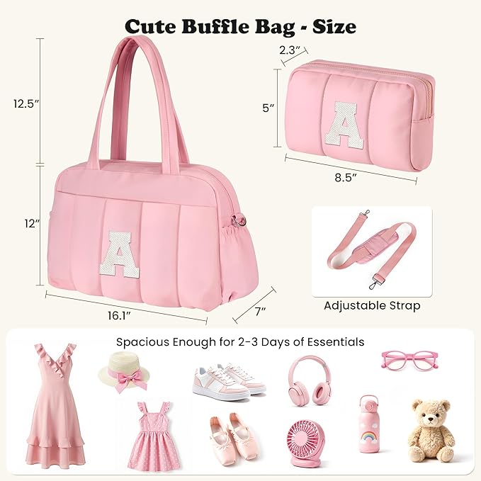 Duffle Bag for Travel, Weekender Bags for Women，Mom Birthday Gift, Initial Overnight Bag with Wet Pocket，Lightweight Travel Bags Personalized Gym Tote with Makeup Pouch