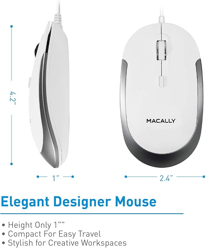 Macally Ultra Slim Wired Computer Keyboard and a Silent Wired Mouse, Ultimate Apple Accessories