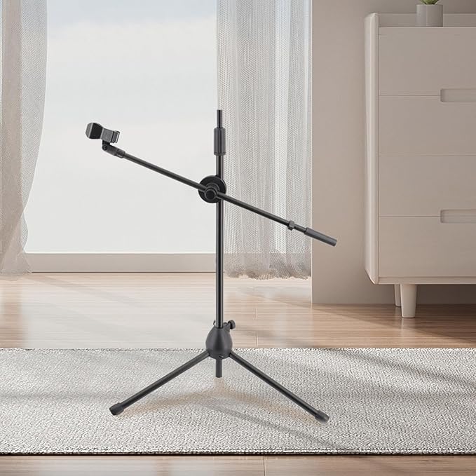 BESPORTBLE Metal Microphone Boom Arm with Dual Mic Clip and Spring Clamp, 350Mm Adjustable Desk Mic Stand Arm for Live Streaming and Recording