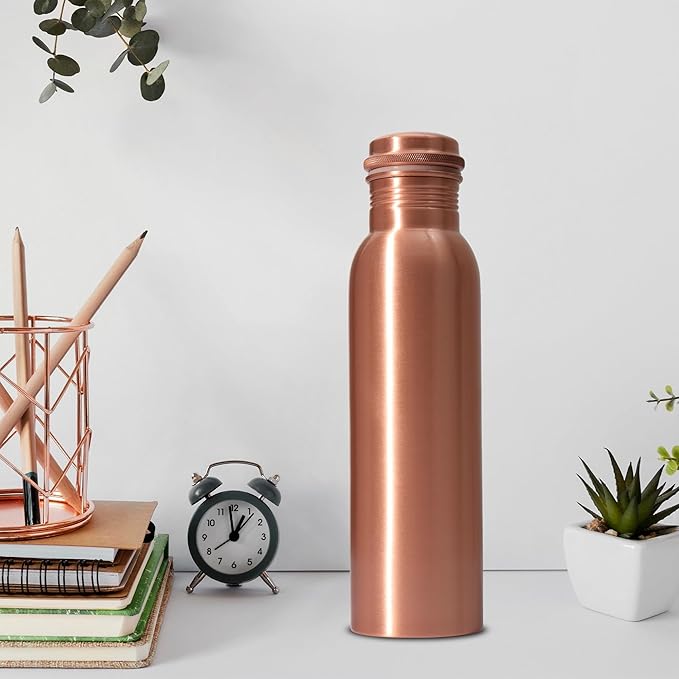 34 Oz Pure Copper Water Bottle – Leak-Proof Hammered Design with Tumbler, Carrying Bag & Smooth Finish Decorative – Copper Water Bottle