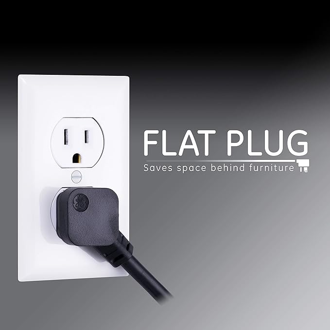 GE 4-Outlet Surge Protector, 2 USB Ports, 6 Ft Power Cord, 450 Joules, Flat Plug, Twist to Lock Safety Covers, Automatic Shutdown Technology, Circuit Breaker, Warranty, UL Listed, Black, 37465