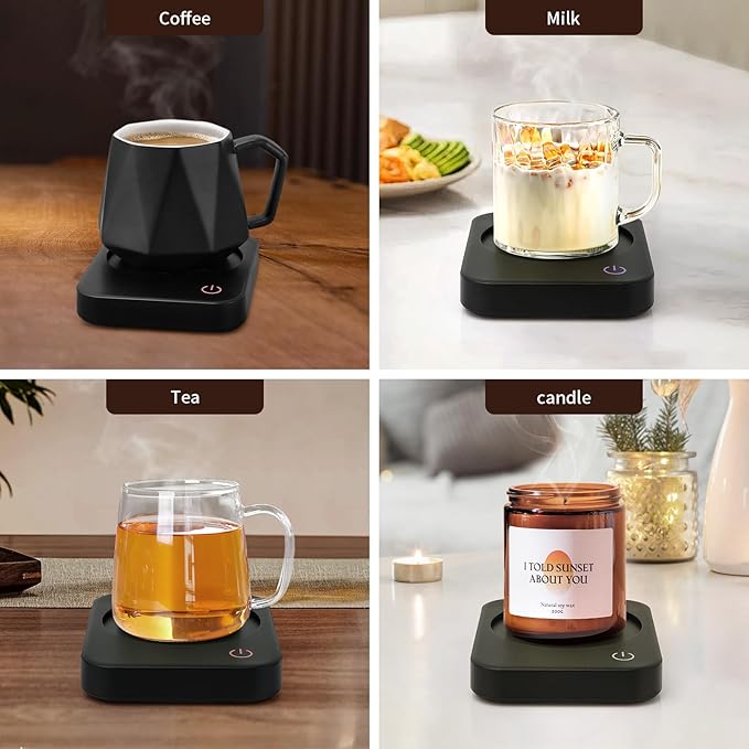 ANBANGLIN Coffee Mug Warmer, Smart Cup Warmer for Desk, 3 Temperature Control & Auto Shut Off, Electric Cup Warmer for Heating Milk,Tea,Beverage,Candle (Black-No Mug)