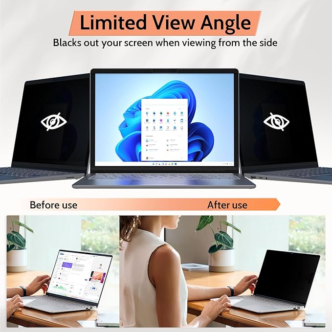 Mamol Magnetic Privacy Screen for 13 inch Surface Pro 11/10/9/8/X, Removable Anti Glare Blue Light Filter, Anti-Spy Screen Protector