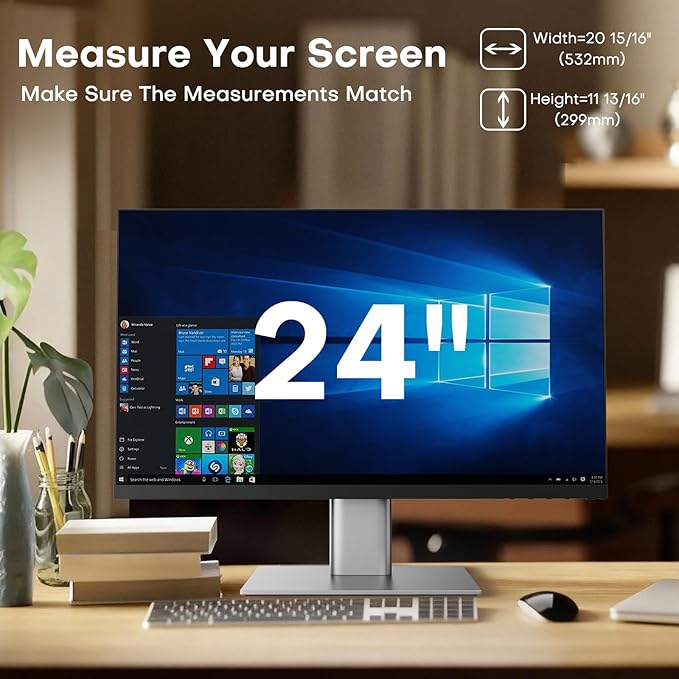 OMOTON Computer Privacy Screen for 24 Inch 16:9 Aspect Ratio Computer Monitor, Magnetic Privacy Eye Protection Anti Glare Blue Light Shield Filter, Hanging Removable Anti-Scratch Protector Film