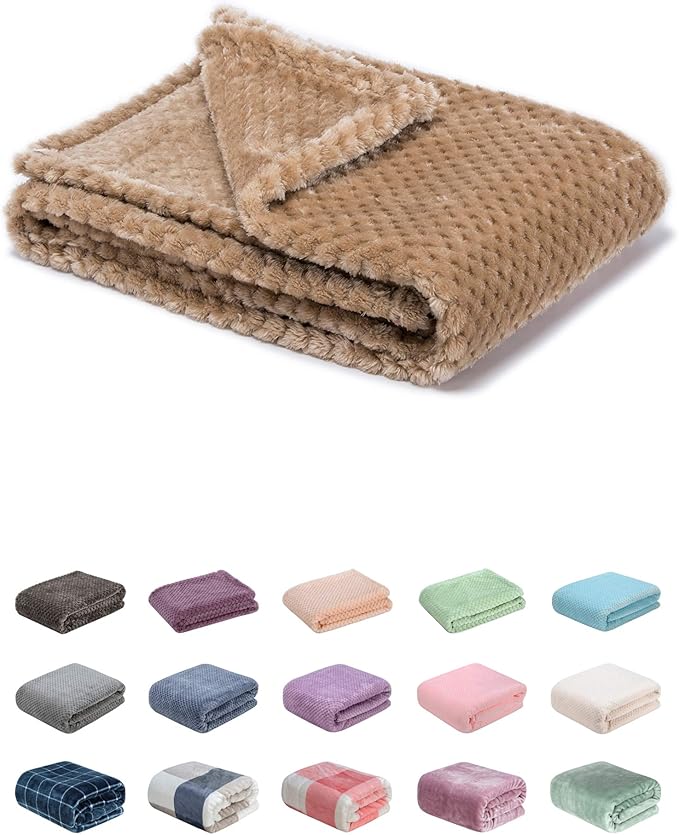 Fuzzy Blanket or Fluffy Blanket for Baby, Soft Warm Cozy Coral Fleece Toddler, Infant or Newborn Receiving Blanket for Crib, Stroller, Travel, Decorative (28Wx40L, XS-Coffee)