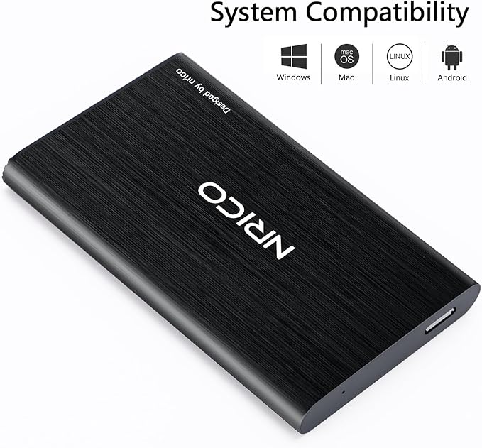 NRICO Ultra Slim 750GB Portable External Hard Drive USB3.0 HDD Storage Compatible for PC, Desktop, Laptop,Mac,PS4, Xbox one (Black, 750, GB)