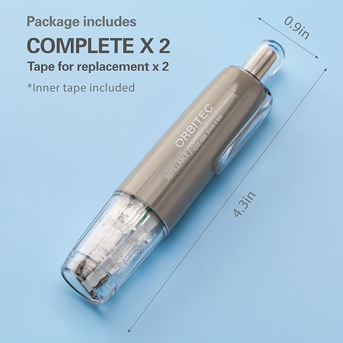 BITOSEE Refillable Retractable Quick Dry White Correction Tape,Mini Small Aesthetic Cute Correction Tape, with Easy to Use Kawaii Pen Shaped Applicator,for School Office Supplies