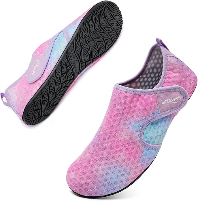 WateLves Water Shoes for Women Men Swim Beach Aqua Socks Quick Dry Barefoot House Slippers Travel Shoes with Adjustable Magic Tape for Pool Diving Boating Yoga Surf