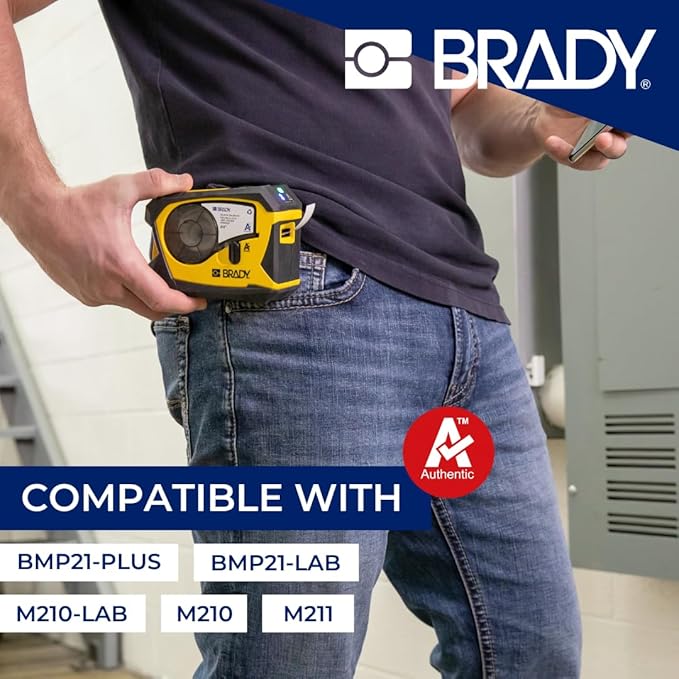 BradyGrip Authentic (M21-500-414) Print-on Hook Labels with Ribbon Featuring Velcro® Brand Hook for M21 Printers - 0.50"