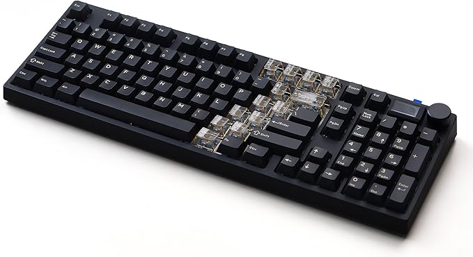 NJ98 Wireless Custom Mechanical Keyboard with Screen Knob 96% Hot Swappable RGB Keyboard Mac Windows (Black Samurai, Brass Plate-G Milky Yellow Pro)