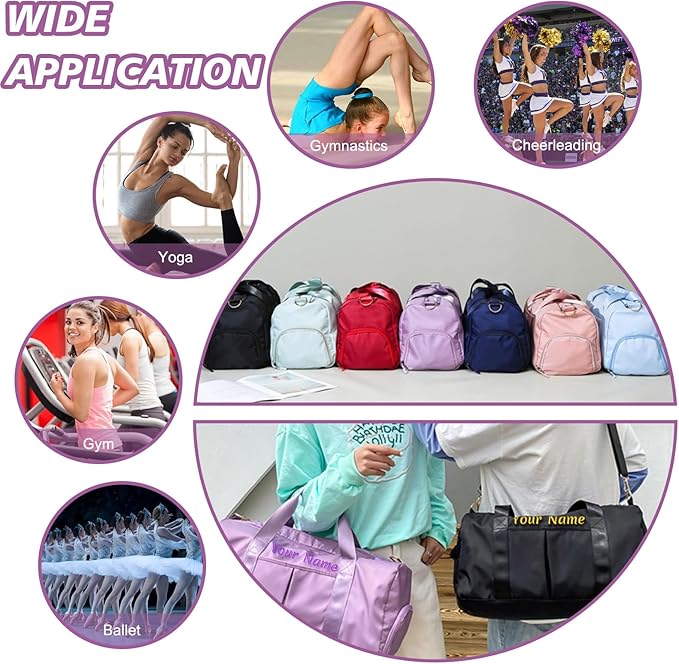 Custom Duffle Bag, Personalized Embroidered Sports Gym Bag for Women/Men, Travel Bag with Double-Sided Customization and Separate Wet and Dry Pockets and Shoe Bags-Wine red
