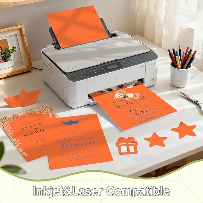 40 Sheets Cardstock 8.5x11, 65lb Orange Red Card Stock, Construction Paper, 180gsm Thick Printer Paper for Printing, Painting, Card Making, Kids School Supplies,Party Decorations