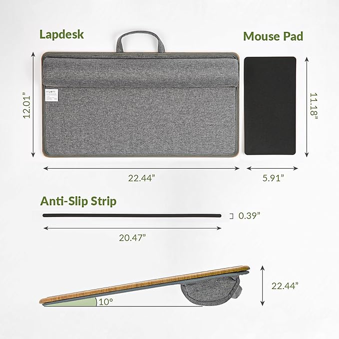 ergomi Lap Desk with Soft Cushion and Wrist Rest – Portable Laptop Desk for Bed, Couch & Home Office, Removable Mouse Pad & Anti-Slip Strip for 17 inch Laptop (Large, Wood Pattern)