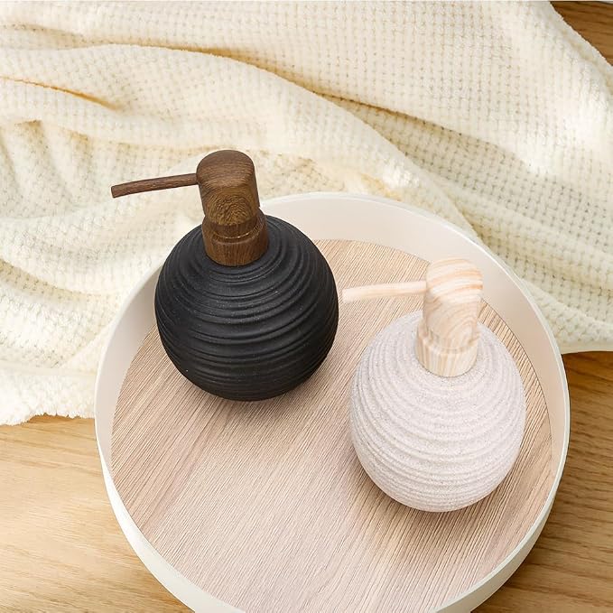 1pcs Hand Soap Dispenser Set, Sandstone Textured Resin Liquid Soap Dispenser for Bathroom Countertop, Heavy & Sturdy Dish Wash Soap Dispenser for Kitchen, Matte Black