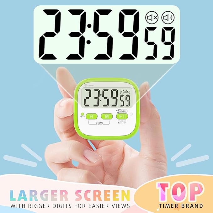 Antonki 2 Pack Classroom Timers for Kids Teachers, Magnetic Countdown Digital Kitchen Timer for Cooking, Study, Exercise, Games, Time Mangement - Loud/Silent Mode - Battery Included
