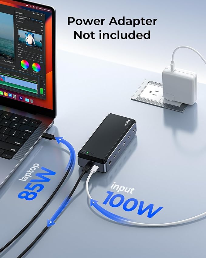 USB C Docking Station Dual Monitor for MacBook Pro/Air, 13-in-1 Triple 4K Display Laptop USB-C Hub, Type C Dock with 3 * 4K HDMI, PD3.0, 7 USB, RJ45, 3.5mm Audio