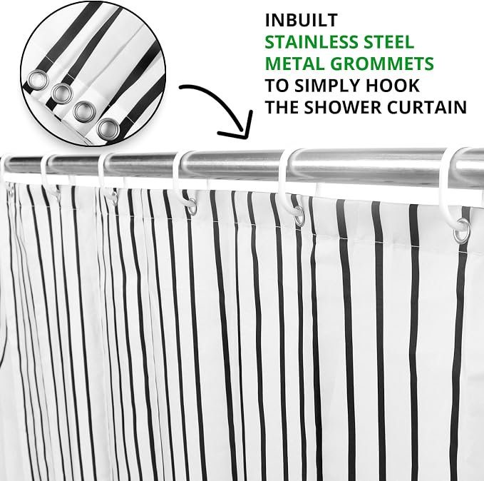 White and Black Shower Curtain, Boho Minimalist Mid Century Modern Arch Geometric Machine Washable Waterproof Fabric for Bathroom Bathtub Decor with Hooks 72x72