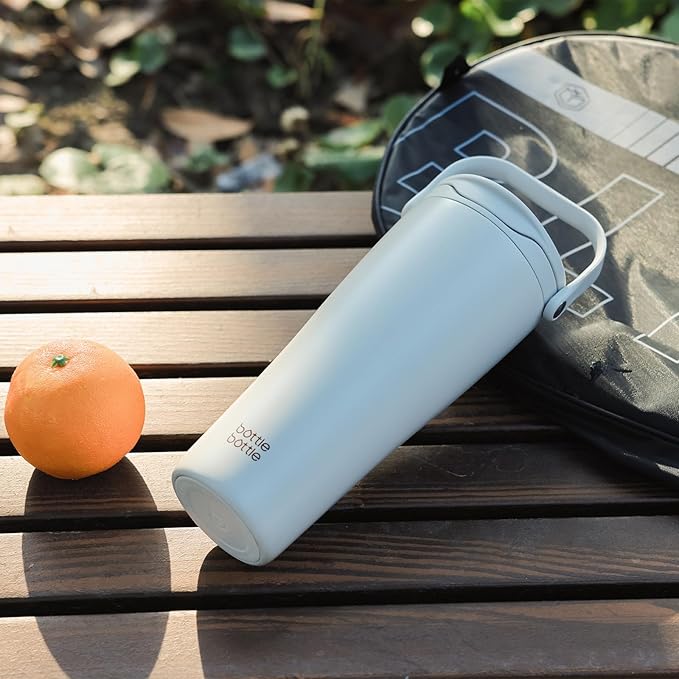 BOTTLE BOTTLE Insulated Tumbler with Handle & Straw Lid, 30oz Stainless Steel Leak-Proof Water Bottle for Hot & Cold Drinks, Add Ice Without Unscrewing, BPA-Free for Travel, Sports, Office(Gray)