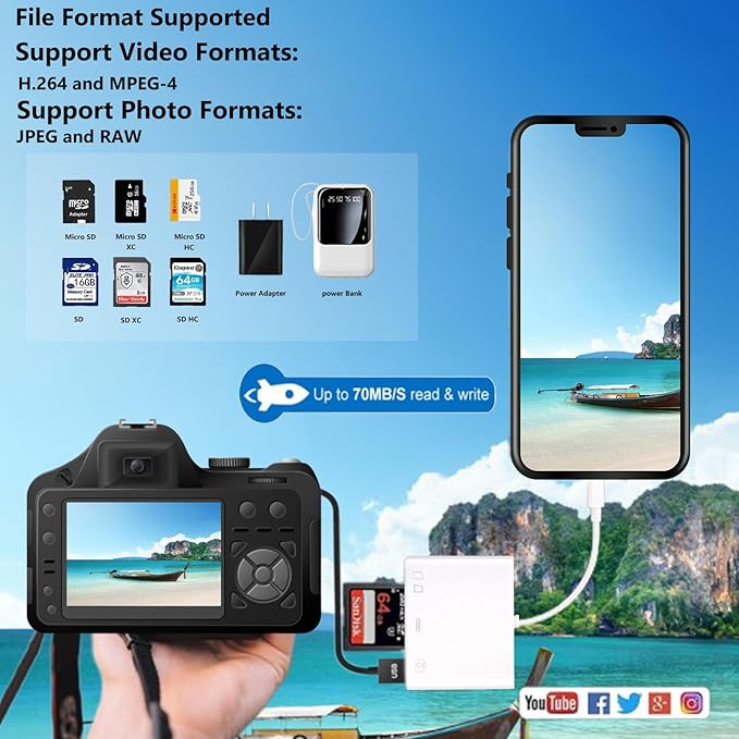 SD Card Reader for iPhone Lightning to 4 in 1 USB Camera Adapter Compatible Female OTG Micro SD TF Memory Card Reader for iPad with Charging Port