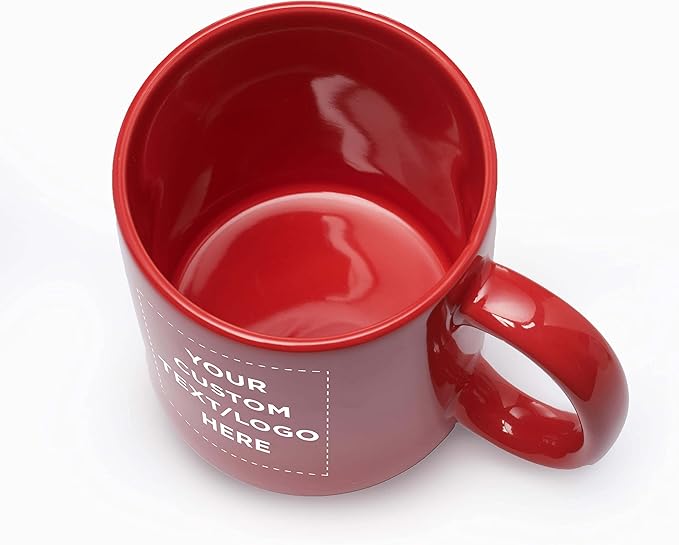 Custom Ceramic Coffee Mugs 11 oz. Set of 100, Personalized Bulk Pack - Coffee cup set, Iced coffee cup, Gaming mug - Red