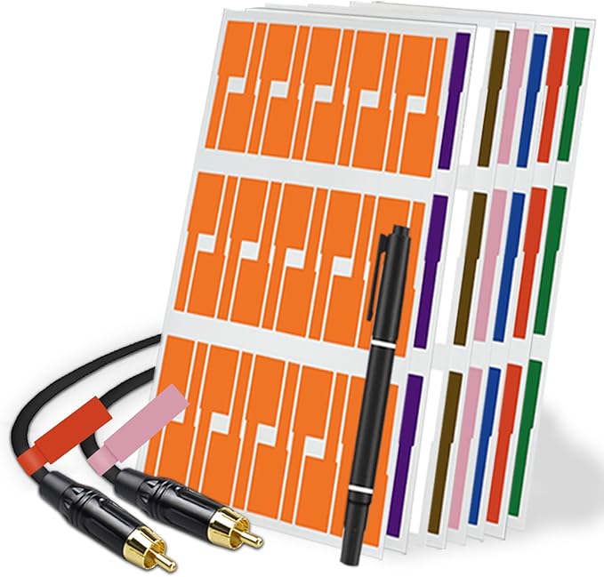 Charging Cable Label Tags, Electrical ID Wire Cords Marker, 8 Color 240pcs, Write and Print, Waterproof, for Computer, Ethernet, Speaker and Phone Wire Management Sticker