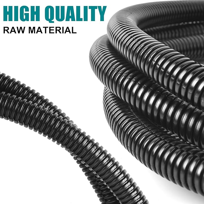 1/4 Inch Wire Loom Split Tubing - 30 ft Cord Protector Electric Wires Covers, Automotive Wire Flexible Conduit, Plastic Wire Cover with Cable Zip Tie (1/4"-30ft)