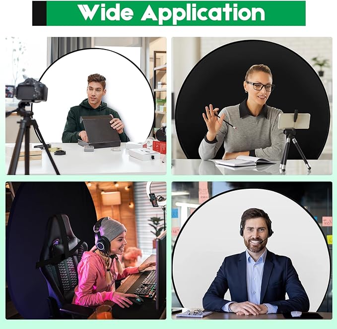 Portable Black White Screen Chair, 57 in Greenscreen Backdrop with Stand Double Sided Foldable Green Background, Chroma Key, for Photography Streaming Gaming Photo Zoom Video Chats and Meeting