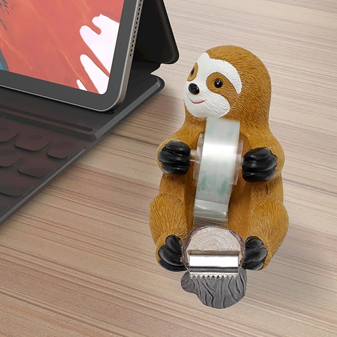 Sloth Tape Dispenser, Cute Desk Tape Holder, Fun and Functional Office Tape Cutter with High Toughness Material, Decorative Tape Dispenser for Home School Office Stationery