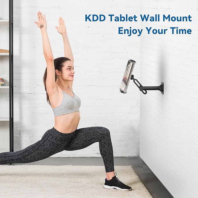 KDD Tablet Wall Mount Holder, Adjustable Extendable Arm iPad Wall Stand with Sturdy Metal Base, 360°Rotating Phone Tablet Bracket Fits iPad Pro Air Mini, Galaxy Tab, All 4.7-13" Phones and Tablets