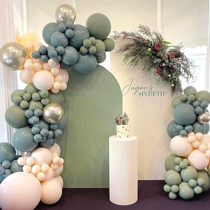 Blue and Green Balloon Arch Kit,122Pcs Sage Green Dusty Blue Matte Neutral Balloons for Boho Wedding Bachelor Party Bridal Baby Shower Engagement Anniversary Graduation Birthday Decorations