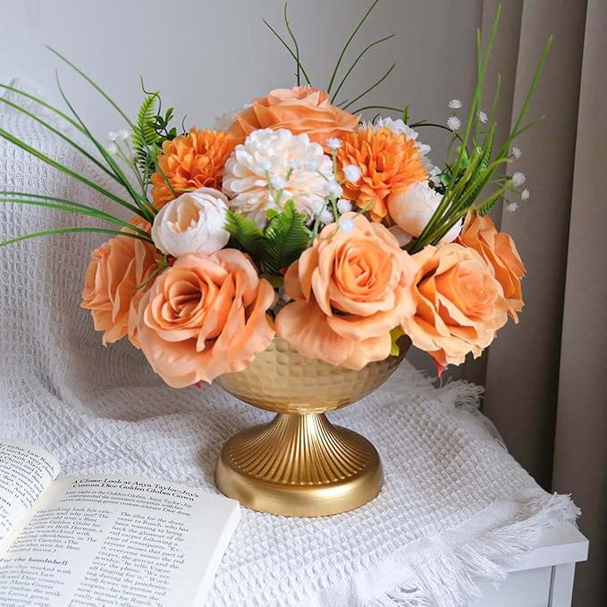6.5 inch 8 pcs Brass Vase Bowl Gold Centerpieces for Tables Wedding Party Event Gold Accent Decorative Bowl Vintage Style