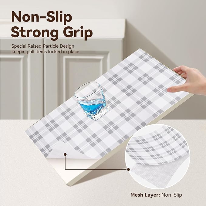 Drawer Shelf Liner for Kitchen Cabinets, Non Adhesive Slip Resistant Shelf Paper Easy to Clean, Strong Grip Thickened Waterproof Washable Mats for Pantry Shelves Cupboard Dresser(Grey, 24 in x 40 FT)