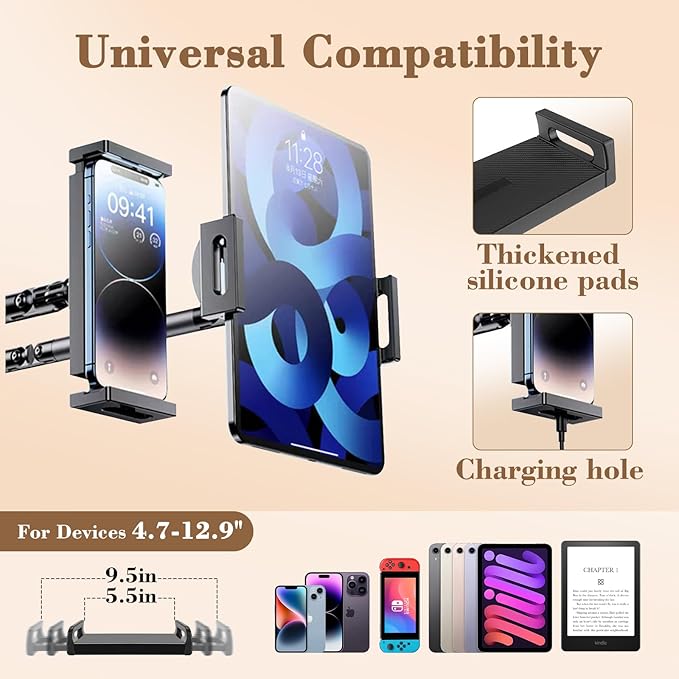 iBooMas iPad Stand,Tablet Floor Stand with Wireless Remote, Full-Angle Adjustable Overhead Phone Mount for Bed, 66" Tall Metal Stand with Heavy Base for iPad iPhone Kindle 4.7-12.9 Inch