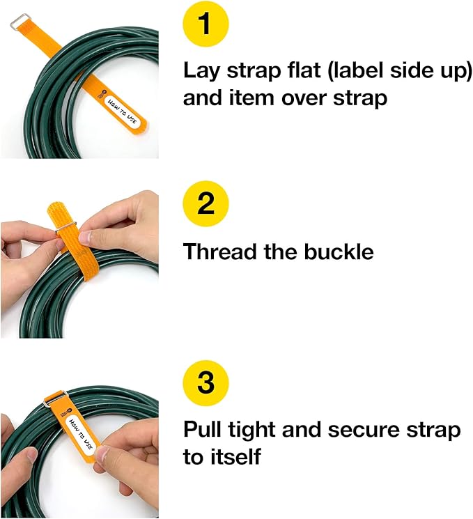 Wrap-It Storage Cinch-Straps, 8-in (18-Pack) Black - Hook and Loop Strap with Write on Label for Easy Cord Identification and Cable Management