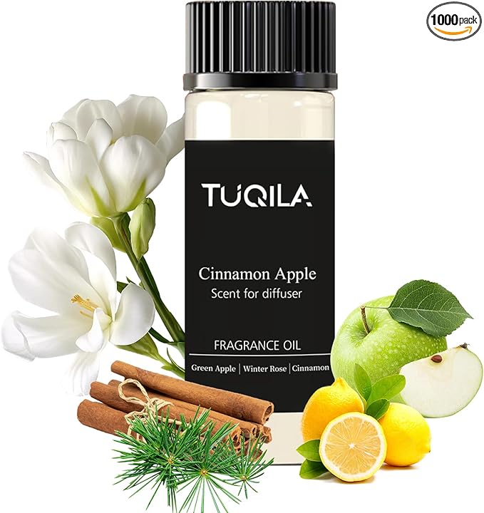 Tuqila Essential Scent Oil Cinnamon pples 20ML Sampler Waterless Diffuser Oil for Cold Air Diffusers, Luxury Home Fragrance Oils, Aromatherapy Oils for Spa, Office, Long-Lasting Refill