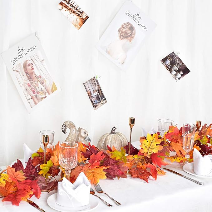 DearHouse 6 Pack Fall Garland Maple Leaf Clearance, 5.9Ft/Piece Hanging Vine Artificial Autumn Garland Thanksgiving Decor for Home Wedding Fireplace Party Christmas (Brown)