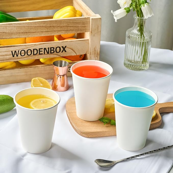 TV TOPVALUE 210 Count 12 oz Coffee Cups, White Paper Cups 12 oz for Water Juice or Tea, Perfect for Office Home Party