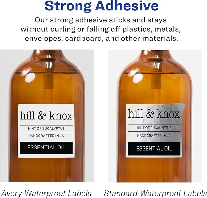 Avery Printable Durable White Barbell Labels, Sure Feed Technology, 0.5" x 2.5", Waterproof Labels, Laser & Pigment-Based Inkjet Compatible, 450 Total