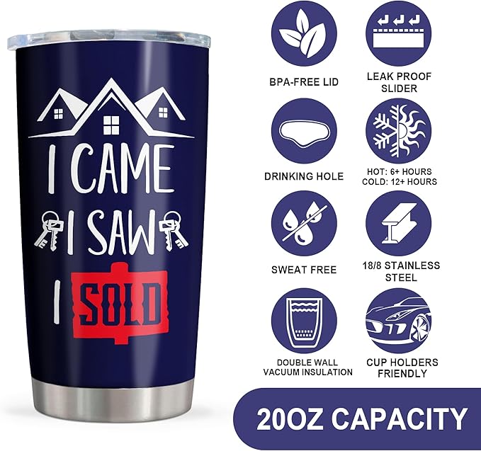 Realtor Gifts - Real Estate Agent & Closing Gifts for Women & Men, Realtor Supplies - 20oz Tumbler