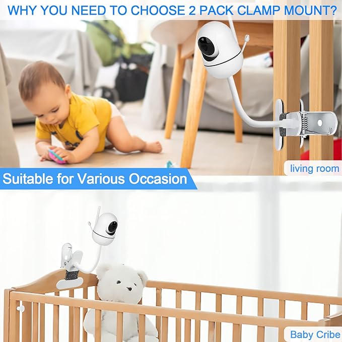 15.7 inches Baby Monitor Mount Compatible with HelloBaby HB6560/HB65/HB6550/HB6550 pro/HB66/HB248,ANMEATE SM935E Baby Monitor Camera Flexible Clip Clamp Mount Long Gooseneck Arm