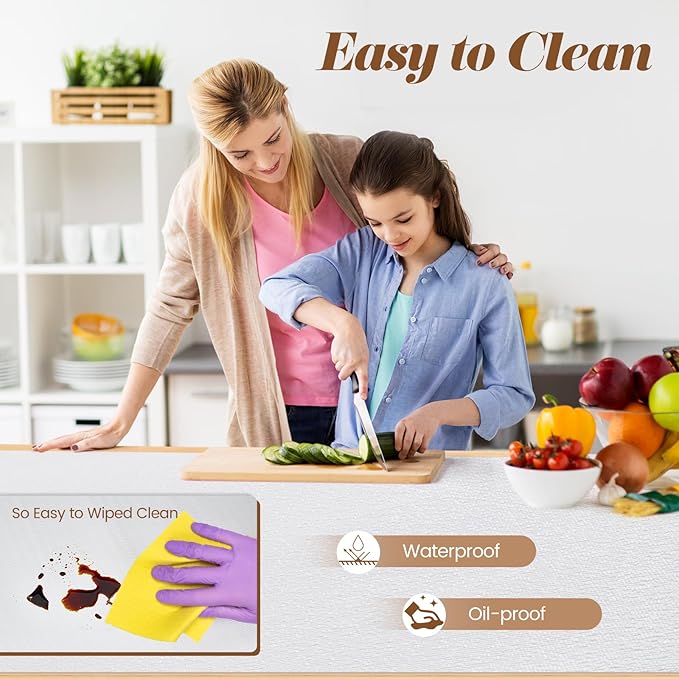 Drawer Shelf Liner for Kitchen Cabinets, Non Adhesive Slip Resistant Shelf Paper Easy to Clean, Strong Grip Thickened Waterproof Washable Mats for Pantry Shelves Cupboard Dresser, White, 17.5in x 20FT