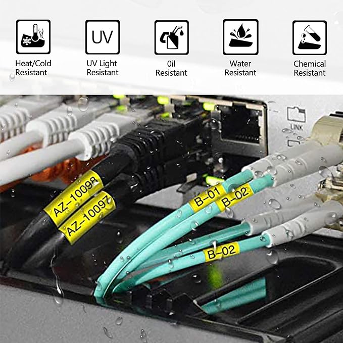 2 Pack Compatible for DYMO Rhino Label Makers 18054 Black on Yellow 3/8" 9mm Printable Heat Shrink Tubing Label Tape for Rhino 1000 3000 4200 5000 5200 6000 LabelManager 450 Duo LabelWriter