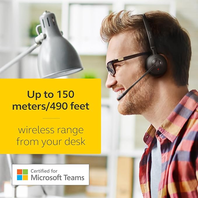 Jabra Engage 65 SE (Second Edition) Wireless Headset, Dual-Ear – Telephone Headset with Industry-Leading Wireless Performance, Advanced Noise-Cancelling Microphone, All Day Battery Life - Black