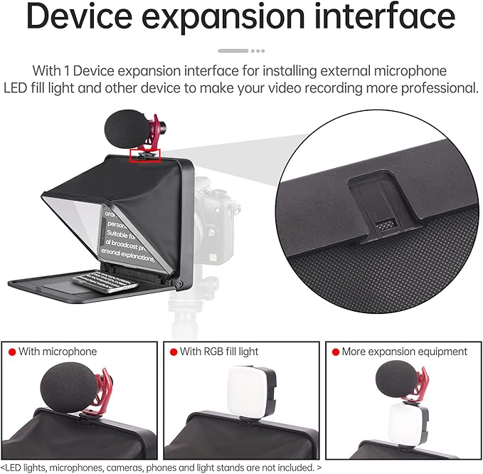 LENSGO Portable Teleprompter for iPad Tablet Smartphone DSLR Camera 7.9'', APP Compatible with iOS & Android System for Online Teaching Vlog Live Streaming Interview (TC7 for phond/ipad/Camera)